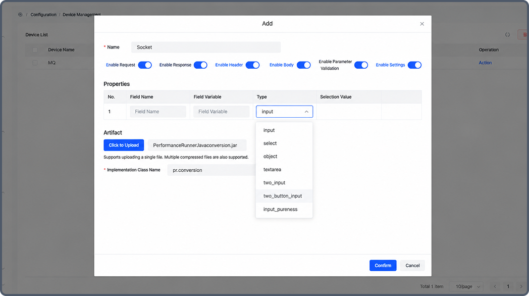 Interface automation script configuration